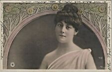 1900s Reutlinger / NPG ~ Real Photo Postcard ~ Lovely Lady w Arts & Crafts Motif picture