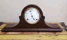 Vintage Antique Ingraham Wooden Mantel Clock - Classic Tambour Case w/ Pendulum picture