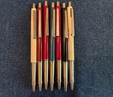 7 Vtg  PAPERMATE CONTOUR PENS  Double HeartBlack~Red~Blue ~off White~Maroon  picture