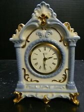 Vintage Landex Royal Craft Blue & White Porcelain Alarm Clock Gold Trim Very Gd picture