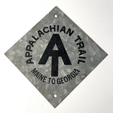 Vintage Appalachian Trail Galvanized Metal Trail Marker Sign Maine To Georgia picture