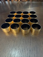 Vtg Otagiri Napkin Rings Brushed Gold Laquered Bamboo set of 16 picture