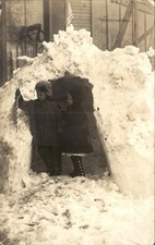 Dayton OH Children Snow Fort & American Flag Americana c1910 RPPC bhn picture