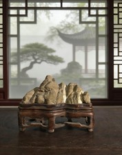 #1052.chinese Suiseki Bonsai natural water stone-waterfall-chinese art stone picture