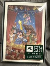 Vintage Hallmark Christmas Card Box 25 Mice With Nativity Set picture