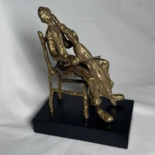 Vintage Brass Cello Player Sculpture Mid Century Modern Musician Statue picture