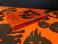 Vintage Antique Beistle Hallowe'en boxed set of paper silhouettes 1920's-30's picture