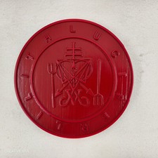 Bloody Red Painted Wiccan Pentacle Paten Altar Tool Wooden Pentagram Plate Gift picture