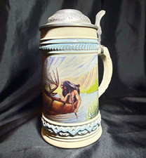 Vintage Gerz Germany Native American Beer Stein 95% Zinn Pewter Lid picture