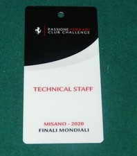 FERRARI - ORIGINAL PASS TECHNICAL STAFF WORLD FINALS MISANO 2020 CHALLENGE picture