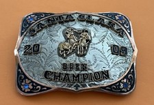 Vintage 2009 Santa Clara Rodeo Open Champion Team Roping Trophy Belt Buckle picture