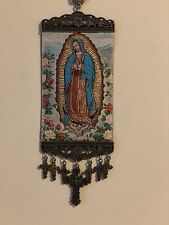Guadalupe Mary icon banner Religious Rose Pure Cotton with Gold Yarn picture
