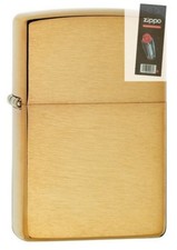 Zippo 204b brush brass with out letter Lighter + FLINT PACK picture