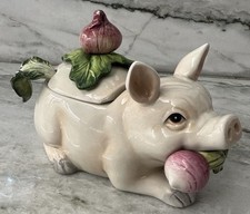 Fitz & Floyd Classic French Market Pig Tureen Ladle & Platter.  BEAUTIFUL picture