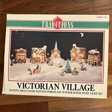 Traditions 16-pc Victorian Village Light-up Porcelain Christmas Decor 77994 READ picture