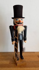 Vintage Matthes West Germany Wooden Chimney Sweep Nutcracker w/ Ladder & Tag picture