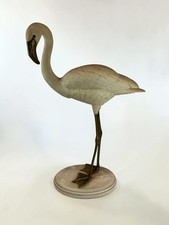 Vintage Italian Hollywood Regency Flamingo Sculpture Brass Alabaster Resin picture