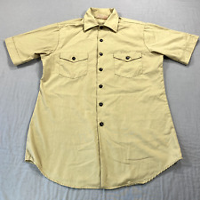 VINTAGE Boy Scouts Of America Shirt Mens Medium 15.5 Beige Uniform Button Up 70s picture