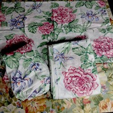 VTG West Point Pepperell Twin Sheet Set Pink Cabbage Rose Iris Shabby Chic picture