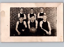 c1910 Group Of Men Basketball Team Prep School Sports RPPC Real Photo Postcard picture