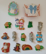 Vintage 1980's lot of 15 Flat-back Collectable Plastic Refrigerator Magnets picture