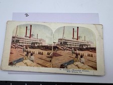 Vintage 1925 Stereoview Loading Mississippi Steamer New Orleans A.C.Co picture
