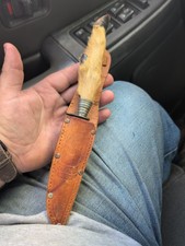 Vintage Kruger Park South Africa Hoof Handle Hunting Knife Antelope Sheath picture