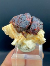 21 Gm Natural Etched Garnet Crystal Specimen on Feldspar From Skardu Pakistan picture