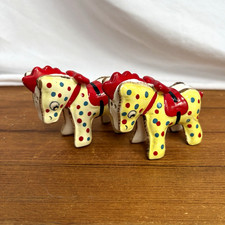 Vintage Ceramic Horse Salt & Pepper Shakers Set Polka Dot Yellow Red 3 in picture