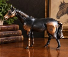 Vintage Cast Metal Horse Figurine 9” Copper Bronze Patina Western Equestrian picture