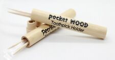 Wood Pocket Travel Toothpick Holder, Includes Wrapped Toothpicks - Set of 2 picture
