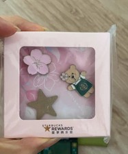 Starbucks Sakura Bearista Enamel Pin Set 3Pcs Cherry Blossom Star Lapel Badges picture