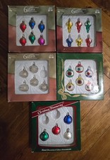 27 Vtg Holiday Time Mini Teardrop ,Round & Indent Glass Ornaments Multi-colored picture
