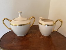 Lenox China Tuxedo GOLD Covered Sugar Bowl + Lid and Creamer Presidential  Clctn picture