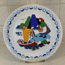 Vintage Figgjo Torskefiske Fisherman with Catch Dinner Plate 9 3/8