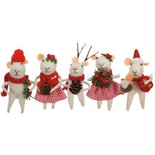 Primitives by Kathy Christmas Felt Mice Set of 5 Critter Holiday Mouse Ornament picture
