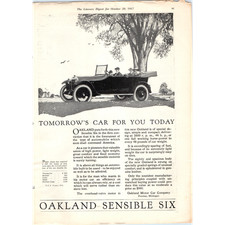 1917 Oakland Sensible Six Touring Print Ad Antique Automobile Pontiac Michigan picture