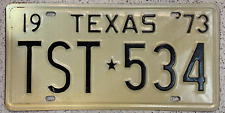 1973 Vintage Texas License Plate Passenger Black on White #TST-534 picture