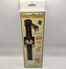 Garfield Flip-It Watch LCO Quartz Rhinestones Bells Name Tag In Box Vintage picture