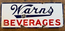 Vintage R.H. Warns Beverages Porcelain Sign Shank Sign Co Jamaica NY 24x10 picture