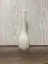 Vintage CLG Co White Milk Glass Ribbed Body Scalloped Rim Flower Bud Vase 8.75 picture