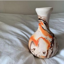 IDEE Vintage Nemadji Pottery Flower Vase Brown 16cm Mid-Century style picture