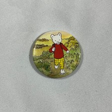 Vintage Rupert Bear Pinback Button Cottagecore Kidcore White Bear Brooch 1 Inch picture