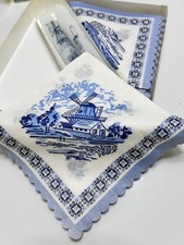 VTG Blue Delft Design 2 Taper Candles & 10 Paper Napkins NEW Holland picture