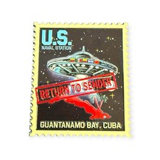 RARE US Naval Station Guantanamo Bay Postage Stamp 3” Challenge Coin picture