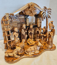 Exquisite Extra Large Hand Carved Olive Wood Nativity Set with Musical Manger picture