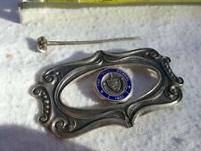 Vintage The Hill School Large Pin Brooch 2 1/2 inches wide.  Sterling Top picture