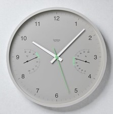 Lemnos BROTE Wall Clock w/ Thermo Hygrometer Gray 28.6cm Sweep LC24-05 GY Japan picture