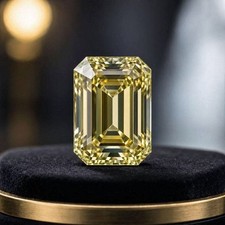 Certified 10.00 CT Elegant Yellow Emerald Cut Lab Grown CVD Loose Diamond VVS1 picture