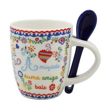 Portugal Viana Heart Ceramic Espresso Cup Set with Stirring Spoon - Traditional picture